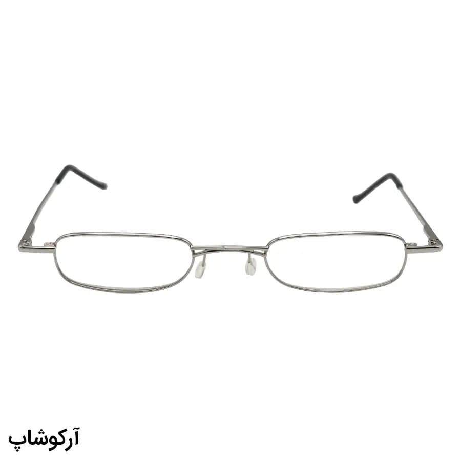 عینک مطالعه طرح خودکاری با نمره +2.50 نزدیک بین، فریم مستطیلی، رنگ نقره‌ای، دسته فنری و قاب قرمز مدل ARG006 — تصویر ۲