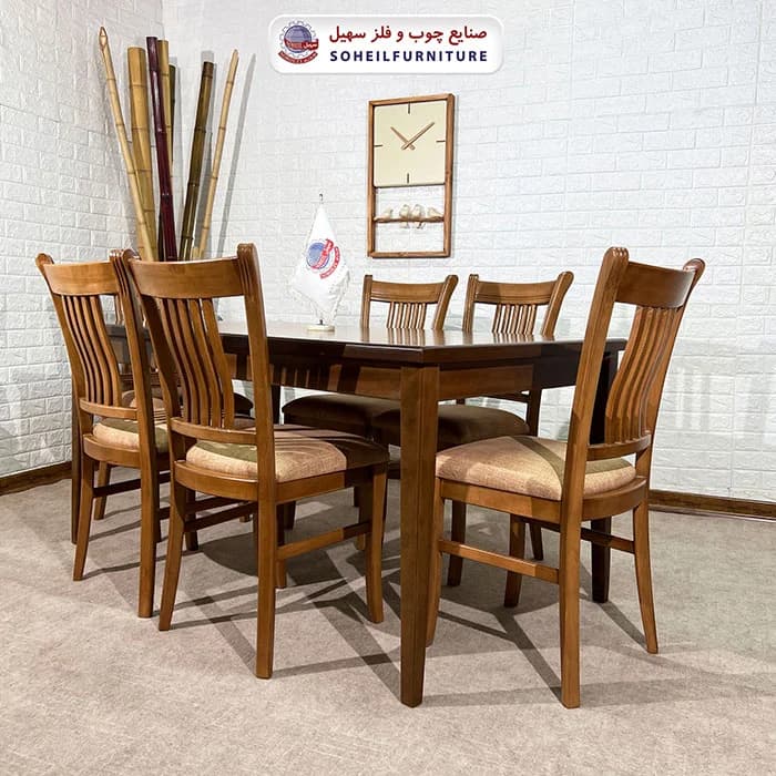 ست ناهارخوری چوبی ۴نفره و ۶نفره پارسه و صندلی افرا سهیل — تصویر ۲