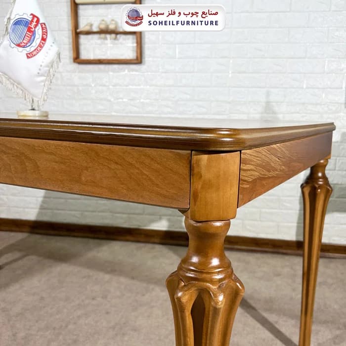 ست ناهارخوری چوبی ۴نفره و ۶نفره سارینا و صندلی هلنا پشت پارچه سهیل — تصویر ۷