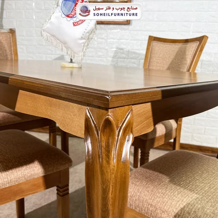 ست ناهارخوری چوبی ۴نفره و ۶نفره ریتاری و صندلی موج سهیل — تصویر ۸