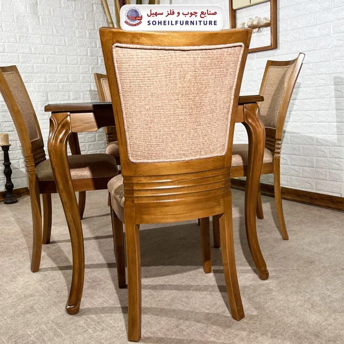 ست ناهارخوری چوبی ۴نفره و ۶نفره ریتاری و صندلی موج سهیل — تصویر ۷