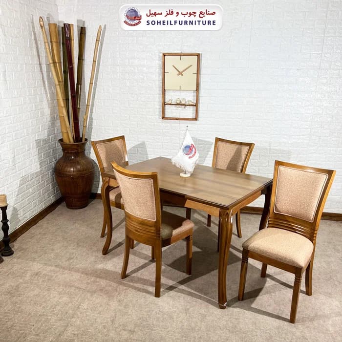 ست ناهارخوری چوبی ۴نفره و ۶نفره ریتاری و صندلی موج سهیل