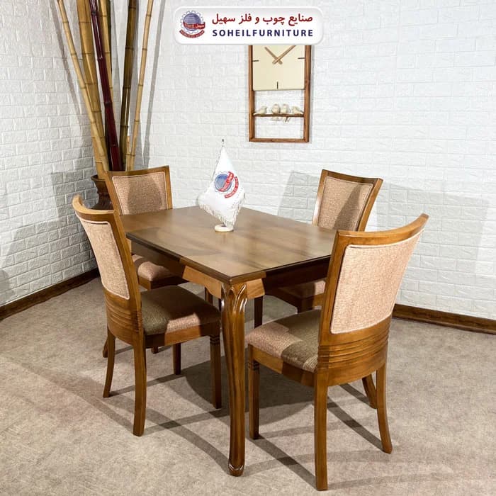 ست ناهارخوری چوبی ۴نفره و ۶نفره ریتاری و صندلی موج سهیل — تصویر ۶