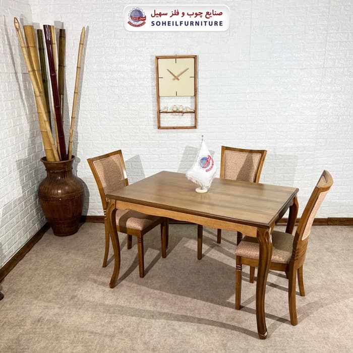 ست ناهارخوری چوبی ۴نفره و ۶نفره ریتاری و صندلی موج سهیل — تصویر ۳