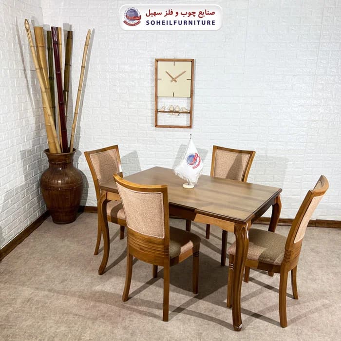 ست ناهارخوری چوبی ۴نفره و ۶نفره ریتاری و صندلی موج سهیل — تصویر ۵