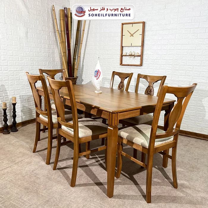 ست ناهارخوری چوبی ۴نفره و ۶نفره سپهر و صندلی گلدیس سهیل — تصویر ۲