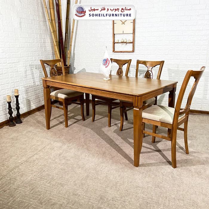 ست ناهارخوری چوبی ۴نفره و ۶نفره سپهر و صندلی گلدیس سهیل — تصویر ۵