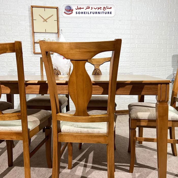 ست ناهارخوری چوبی ۴نفره و ۶نفره سپهر و صندلی گلدیس سهیل — تصویر ۷