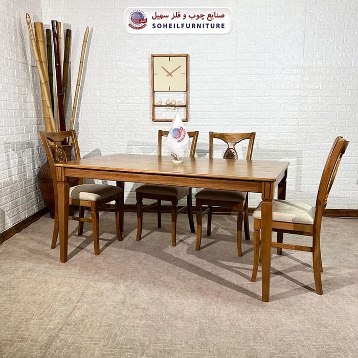 ست ناهارخوری چوبی ۴نفره و ۶نفره سپهر و صندلی گلدیس سهیل — تصویر ۴