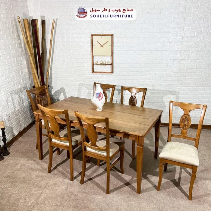 ست ناهارخوری چوبی ۴نفره و ۶نفره سپهر و صندلی گلدیس سهیل