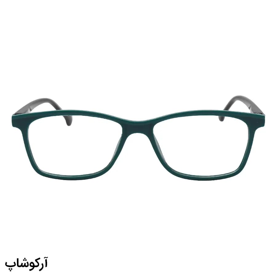 عینک مطالعه نزدیک بین نمره +1.75 با فریم مستطیلی، رنگ سبز، دسته مشکی و فنردار مدل 17-2 — تصویر ۲