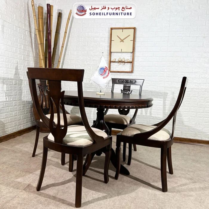 ست ناهارخوری چوبی ۴نفره و ۶نفره عروس و صندلی لاله سهیل — تصویر ۳