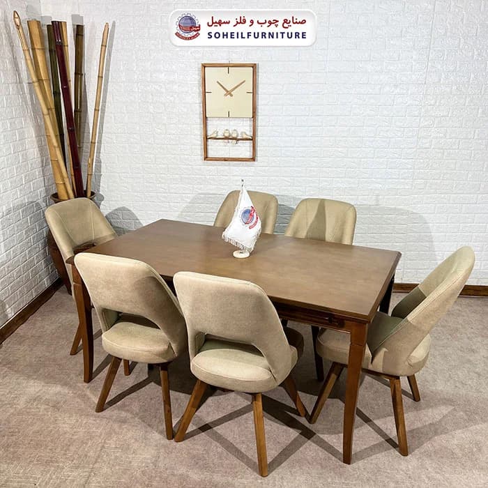 ست ناهارخوری چوبی ۴نفره و ۶نفره فیفل و صندلی تیانا سهیل — تصویر ۷