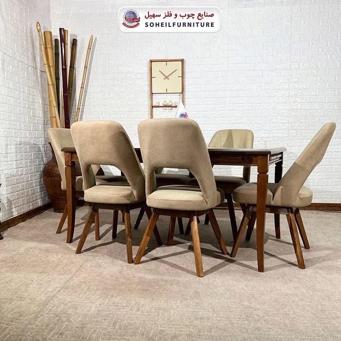 ست ناهارخوری چوبی ۴نفره و ۶نفره فیفل و صندلی تیانا سهیل — تصویر ۶