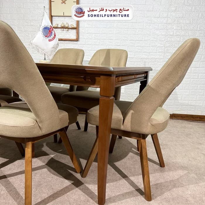 ست ناهارخوری چوبی ۴نفره و ۶نفره فیفل و صندلی تیانا سهیل — تصویر ۴