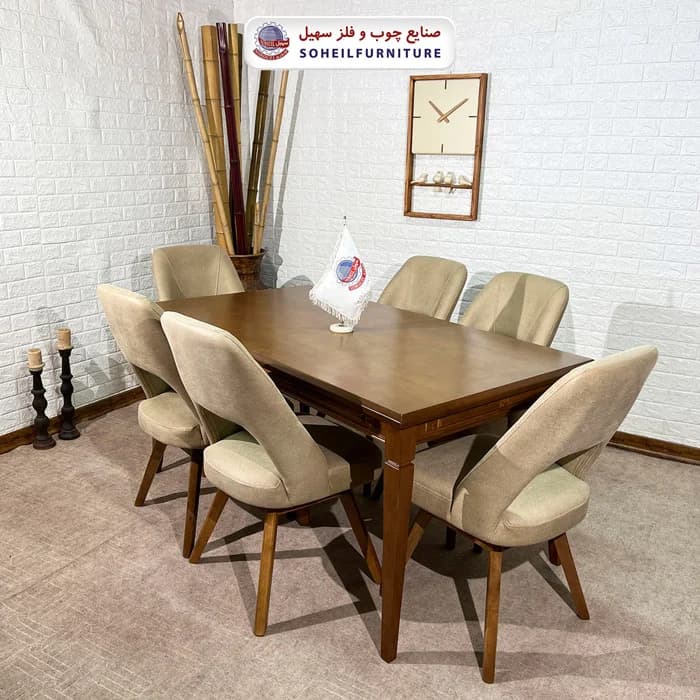 ست ناهارخوری چوبی ۴نفره و ۶نفره فیفل و صندلی تیانا سهیل — تصویر ۵