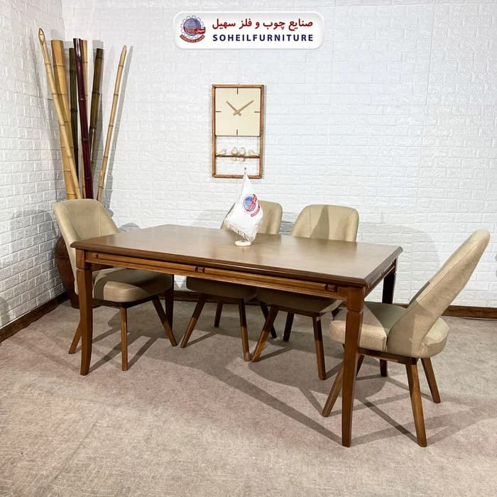 ست ناهارخوری چوبی ۴نفره و ۶نفره فیفل و صندلی تیانا سهیل — تصویر ۲