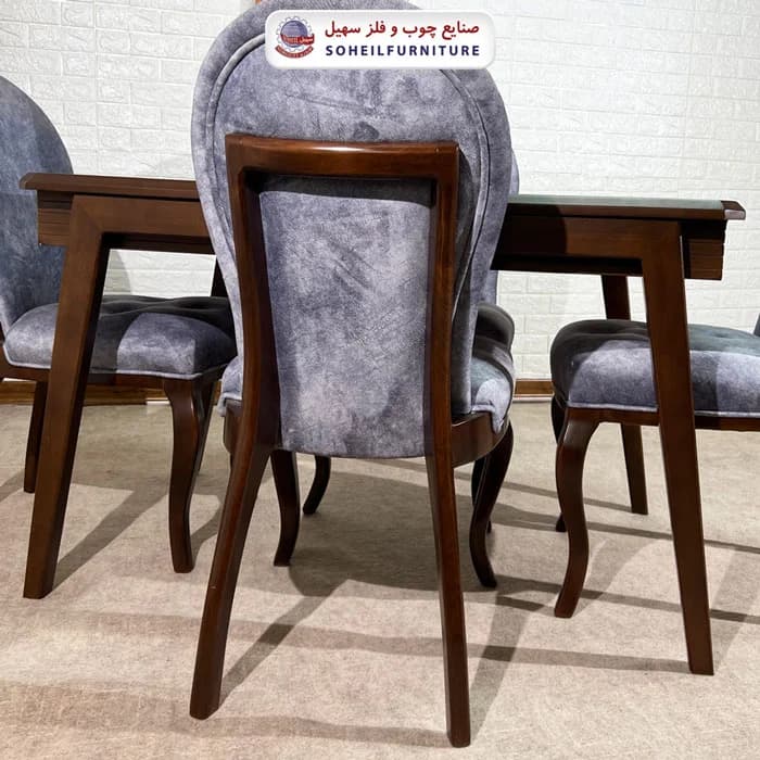 ست ناهارخوری چوبی ۴نفره و ۶نفره کسری و صندلی کلاسیک سهیل — تصویر ۷