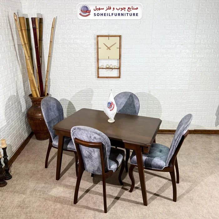 ست ناهارخوری چوبی ۴نفره و ۶نفره کسری و صندلی کلاسیک سهیل — تصویر ۶