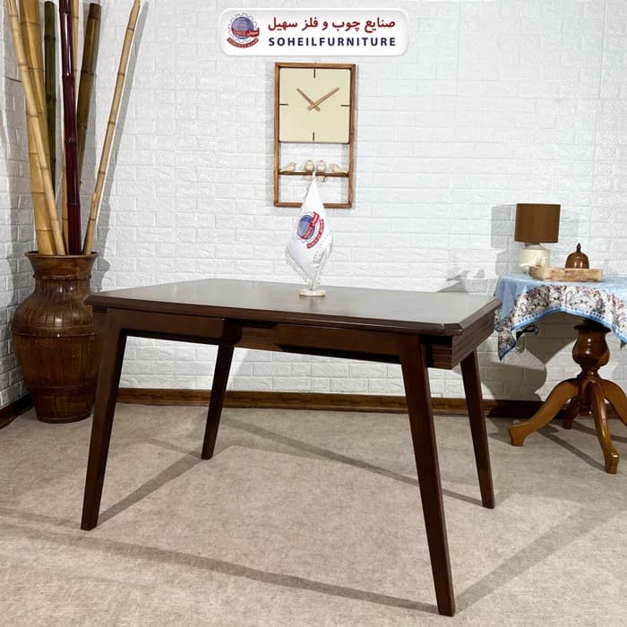 ست ناهارخوری چوبی ۴نفره و ۶نفره کسری و صندلی کلاسیک سهیل — تصویر ۳