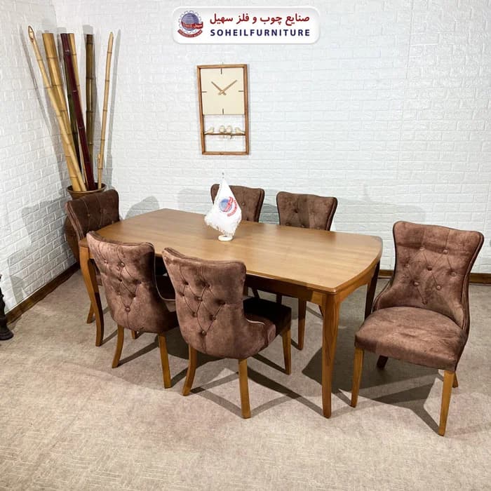 ست ناهارخوری چوبی ۴نفره و ۶نفره منحنی و صندلی مرسده سهیل
