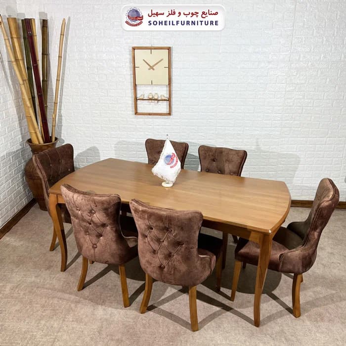 ست ناهارخوری چوبی ۴نفره و ۶نفره منحنی و صندلی مرسده سهیل — تصویر ۵