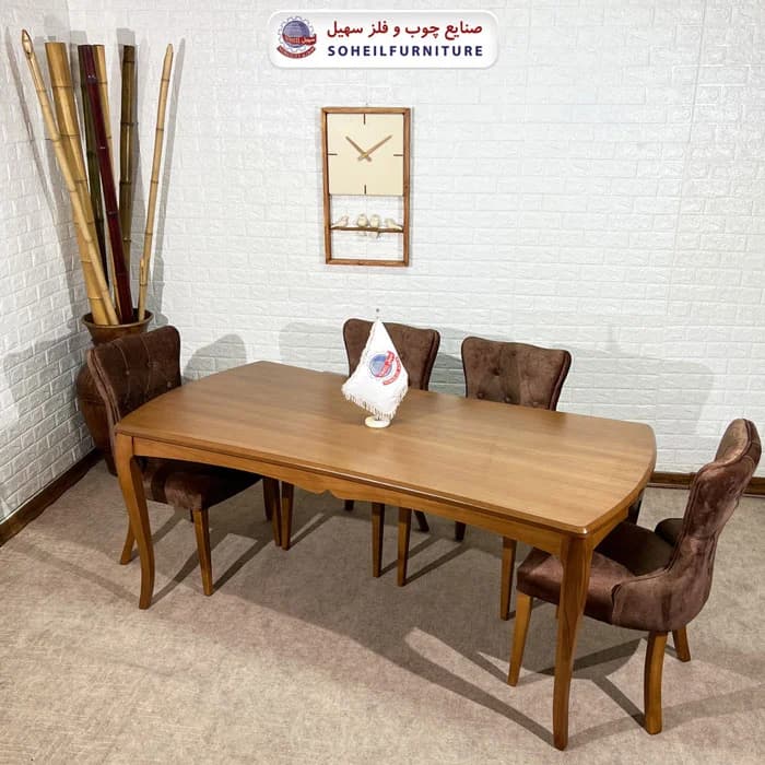 ست ناهارخوری چوبی ۴نفره و ۶نفره منحنی و صندلی مرسده سهیل — تصویر ۲
