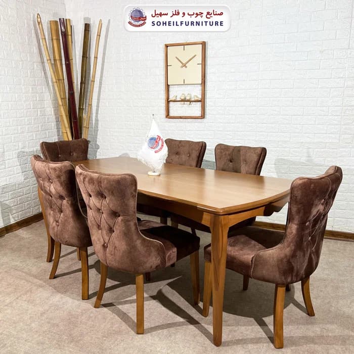 ست ناهارخوری چوبی ۴نفره و ۶نفره منحنی و صندلی مرسده سهیل — تصویر ۴