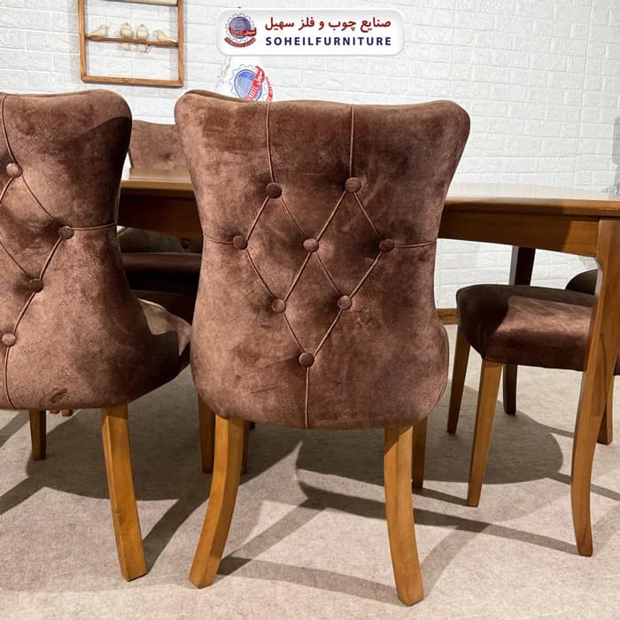 ست ناهارخوری چوبی ۴نفره و ۶نفره منحنی و صندلی مرسده سهیل — تصویر ۳