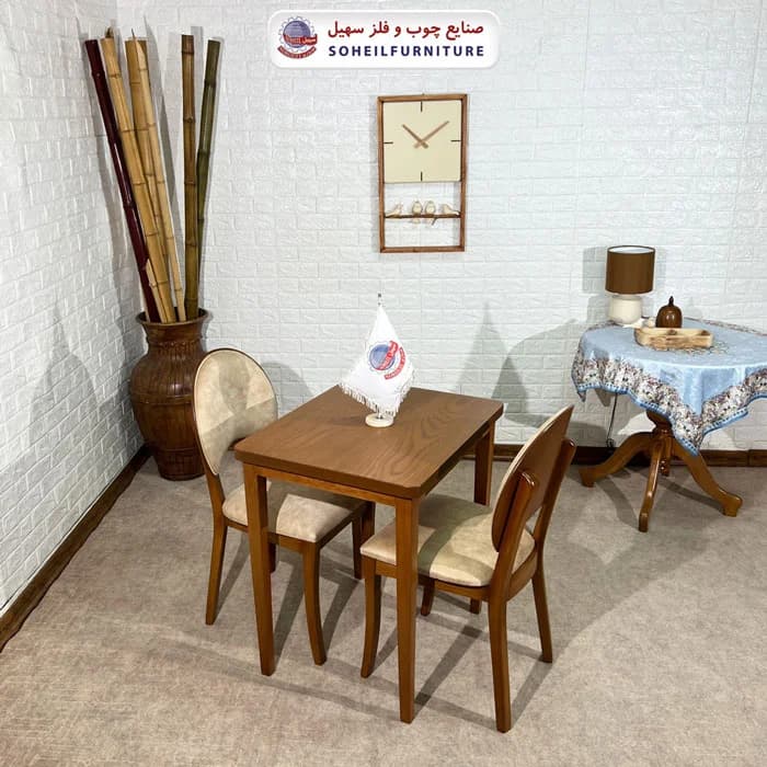 ست ناهارخوری چوبی 2نفره مستطیل و صندلی ناخنی سهیل — تصویر ۲