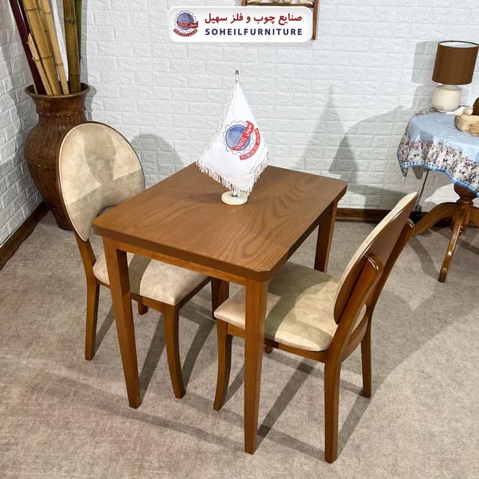 ست ناهارخوری چوبی 2نفره مستطیل و صندلی ناخنی سهیل — تصویر ۶