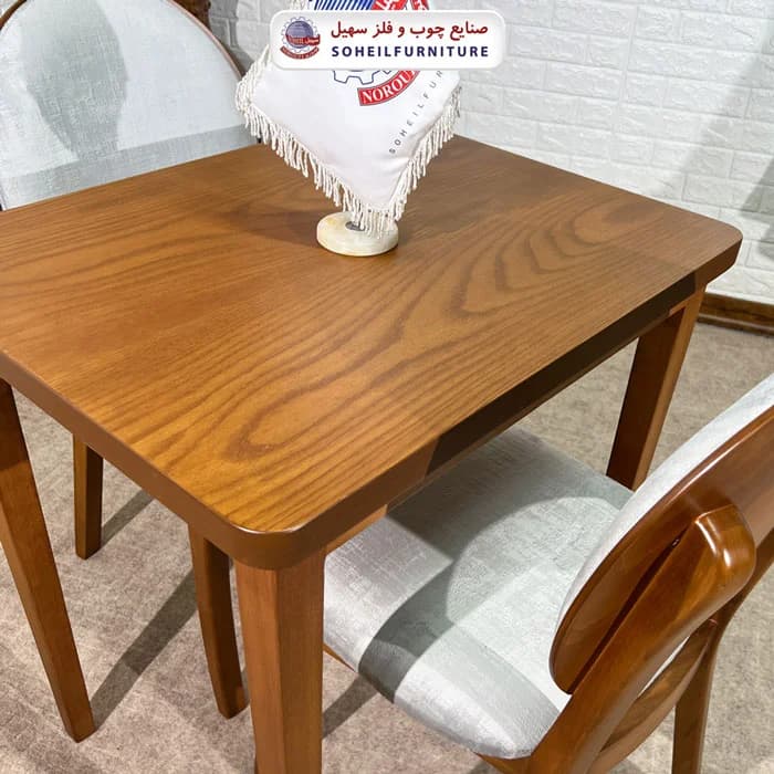 ست ناهارخوری چوبی 2نفره مستطیل و صندلی ناخنی سهیل — تصویر ۳