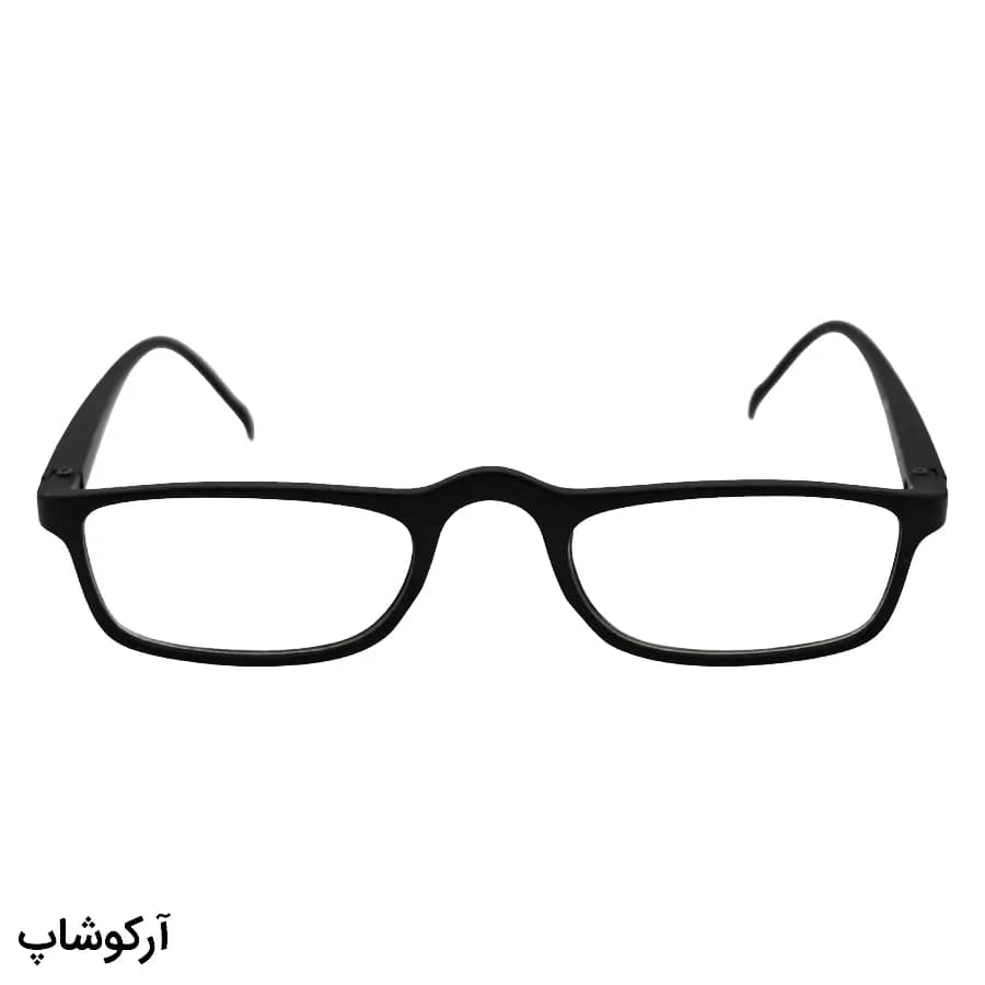عینک مطالعه نزدیک بین نمره +1.00 با فریم مستطیلی باریک، رنگ مشکی مات و دسته فنری مدل 998 — تصویر ۳