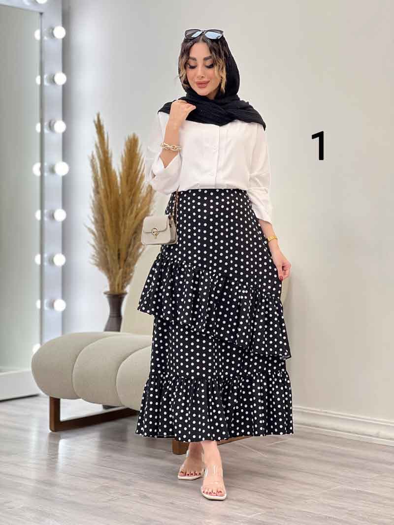 ست شومیز و دامن طرح دار کد 5315 — تصویر ۳