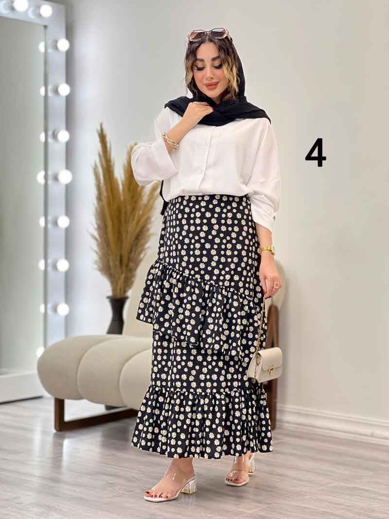 ست شومیز و دامن طرح دار کد 5315 — تصویر ۷