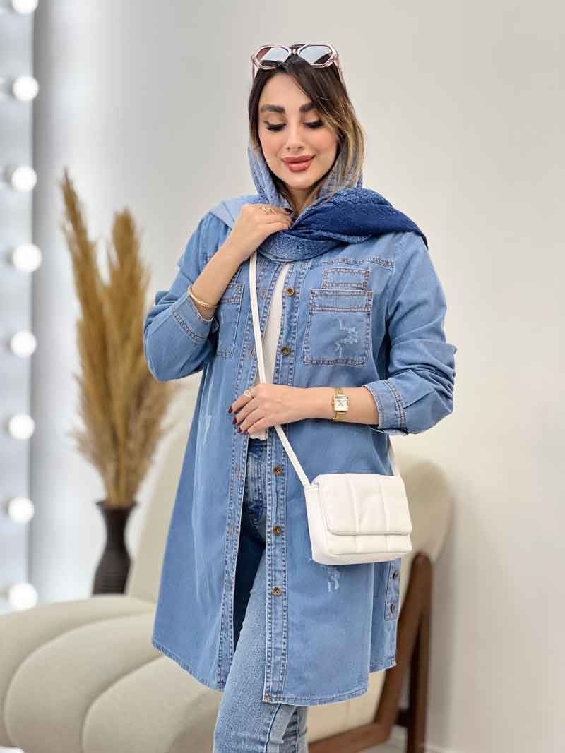 مانتو جین بغل سه دکمه کایلا کد 5326 — تصویر ۳