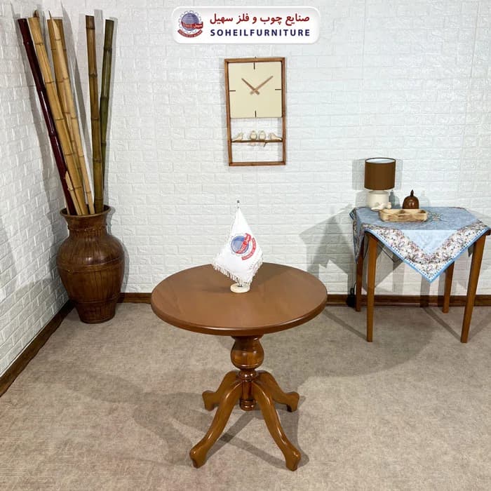 میز ناهارخوری چوبی 2نفره گرد سهیل (چوب سوپر راش گرجستان)