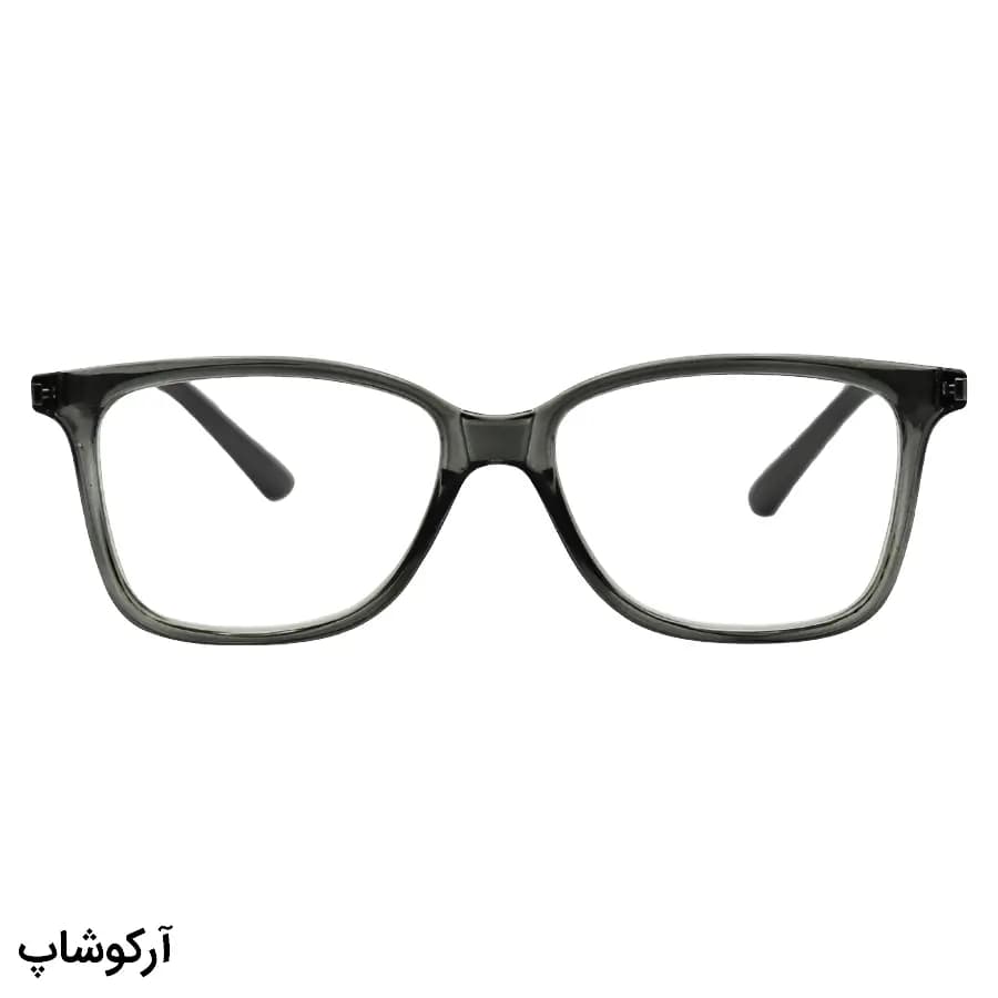 عینک مطالعه نزدیک بین نمره +1.00 با فریم رنگ طوسی، شکل مستطیلی، لولا فنردار و برند MakerField مدل H103 — تصویر ۲
