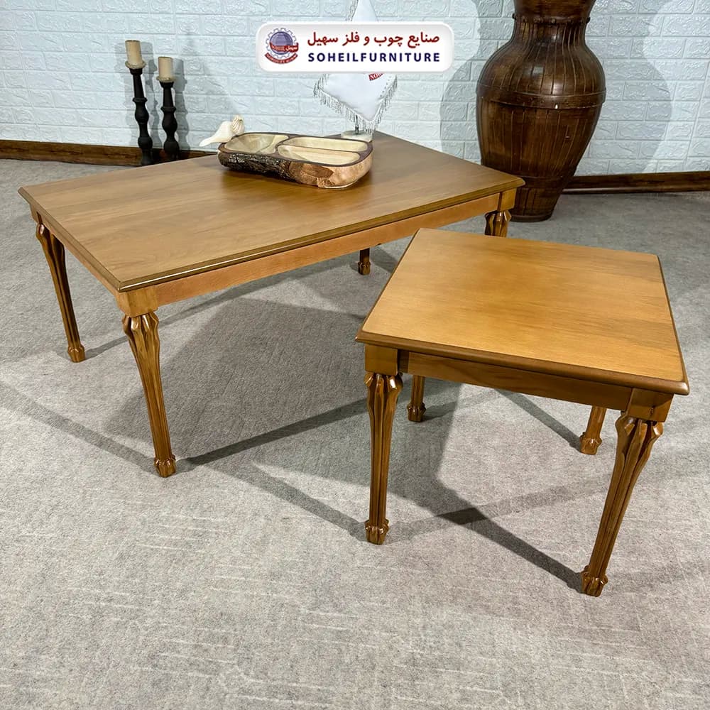 میز جلومبلی چوبی کلاسیک مدل شاه پسند سهیل (روکش چوب طبیعی) — تصویر ۸