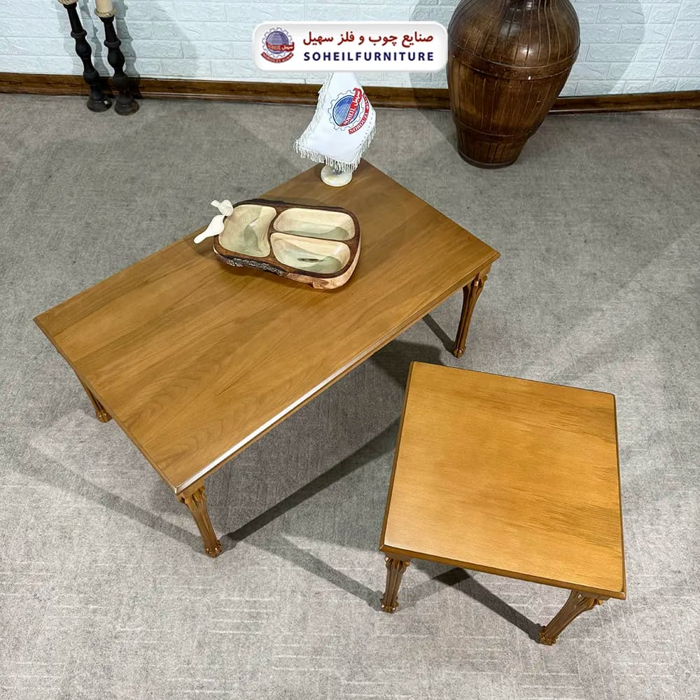 میز جلومبلی چوبی کلاسیک مدل شاه پسند سهیل (روکش چوب طبیعی) — تصویر ۷