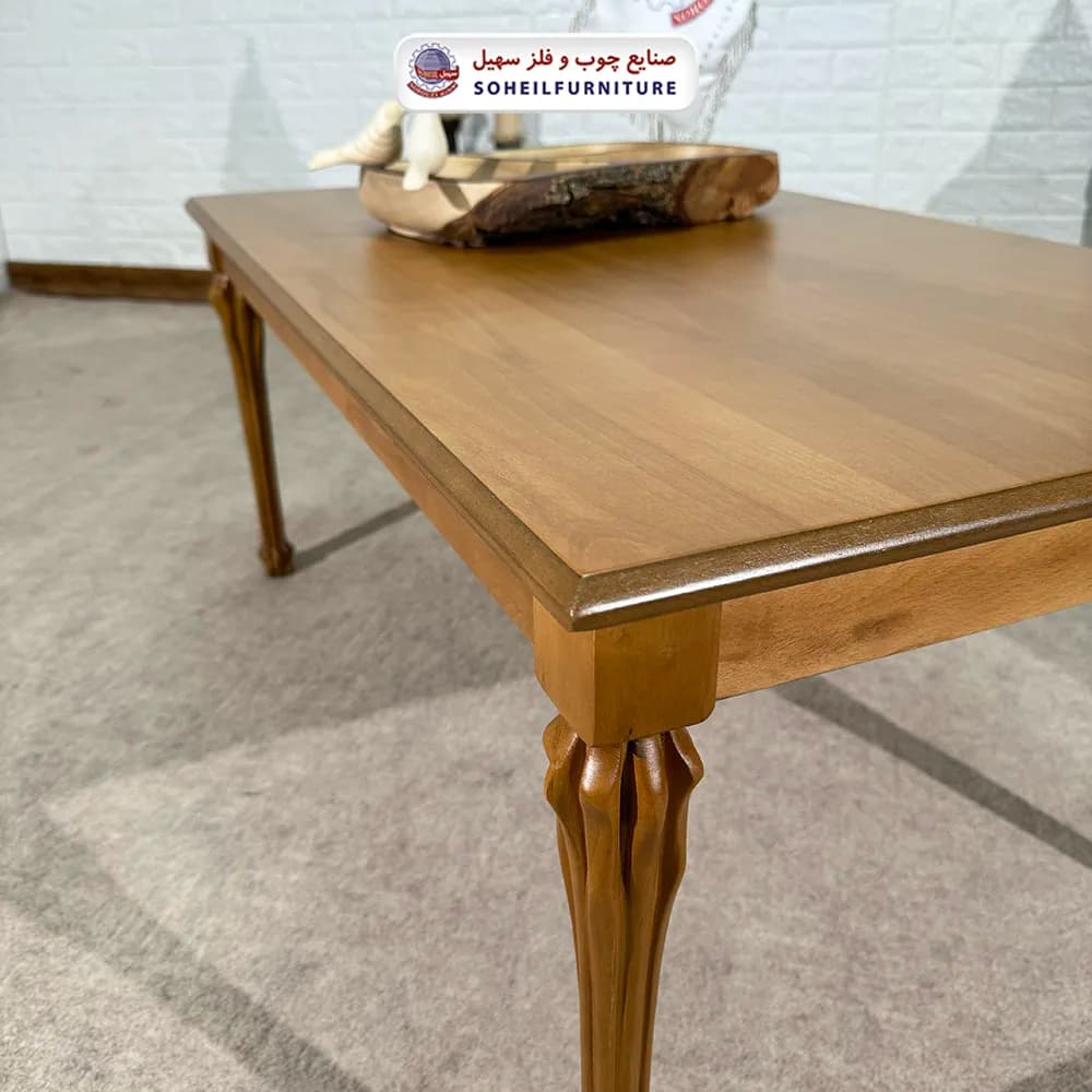 میز جلومبلی چوبی کلاسیک مدل شاه پسند سهیل (روکش چوب طبیعی) — تصویر ۳