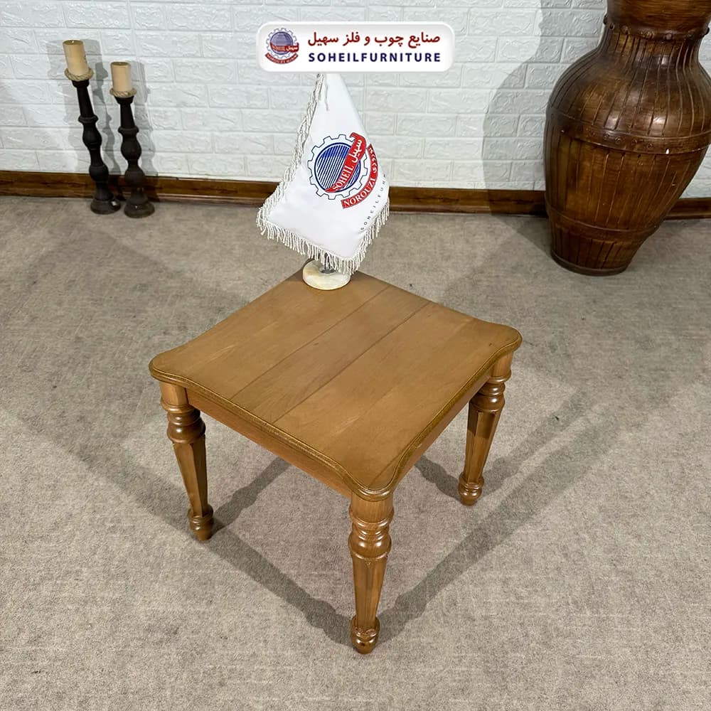 میز عسلی (بغل مبل) چوبی مدل الیکا سهیل (روکش طبیعی چوب)