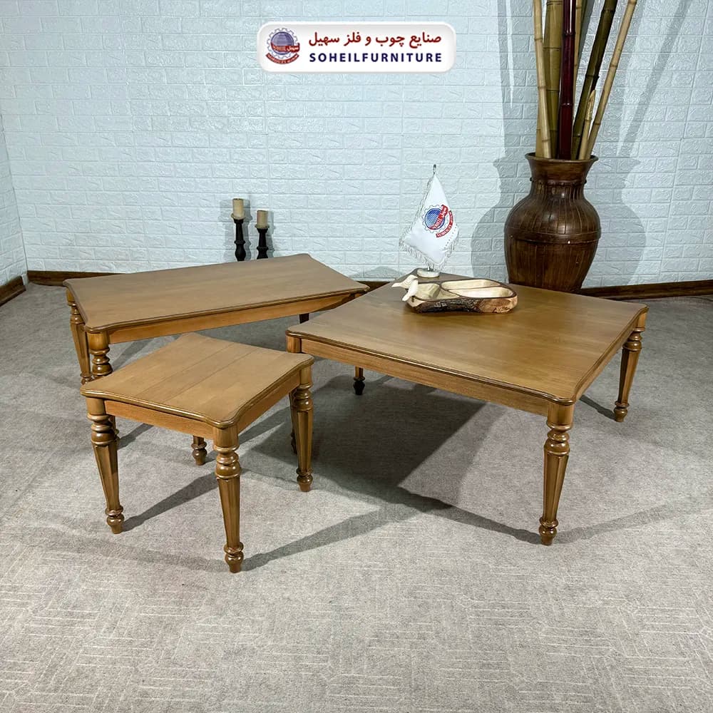 میز عسلی (بغل مبل) چوبی مدل الیکا سهیل (روکش طبیعی چوب) — تصویر ۴