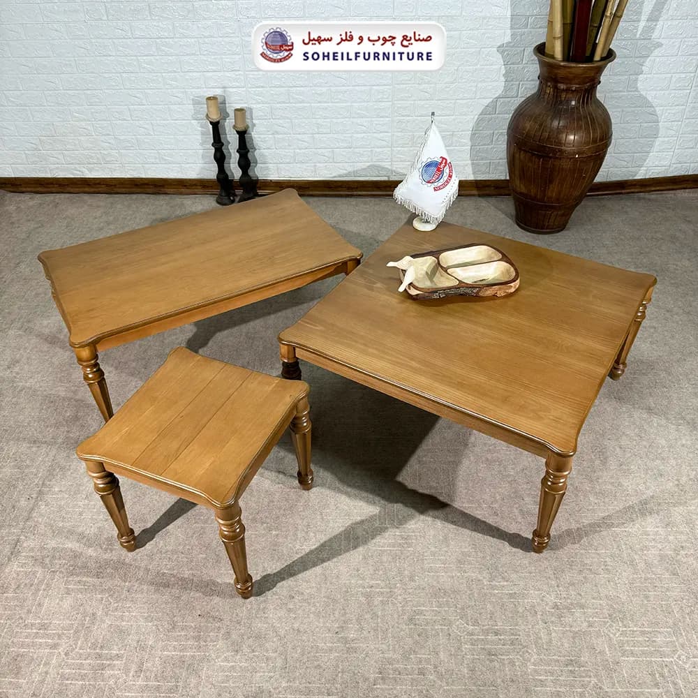 میز عسلی (بغل مبل) چوبی مدل الیکا سهیل (روکش طبیعی چوب) — تصویر ۵