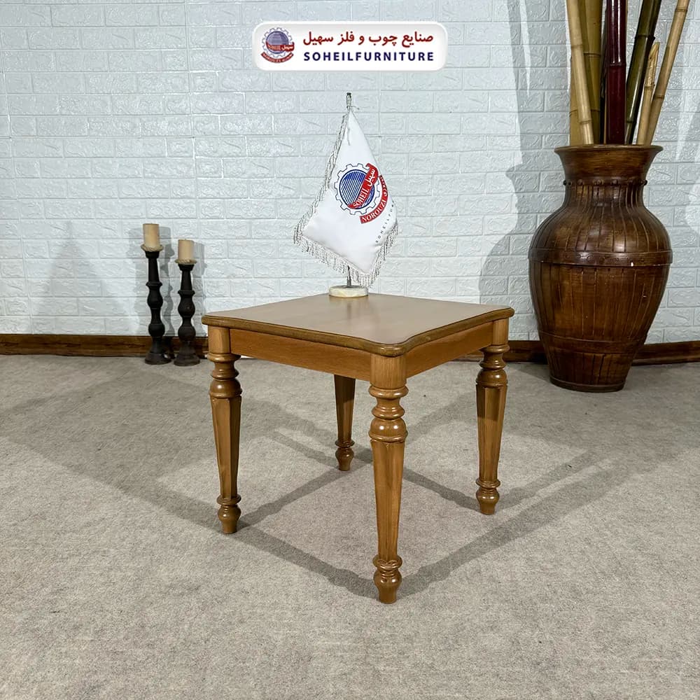میز عسلی (بغل مبل) چوبی مدل الیکا سهیل (روکش طبیعی چوب) — تصویر ۲