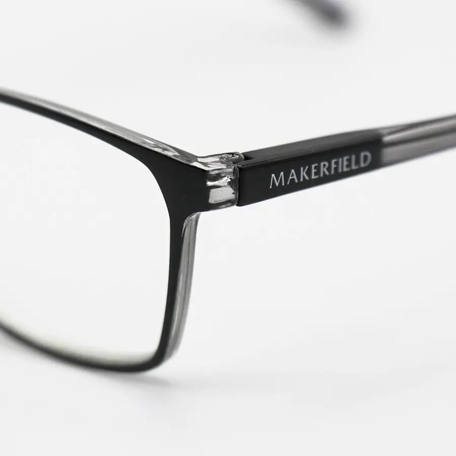 عینک مطالعه نزدیک بین نمره +2.00 با فریم مشکی، شکل مستطیلی، لولا فنری و برند MakerField مدل H104 — تصویر ۶