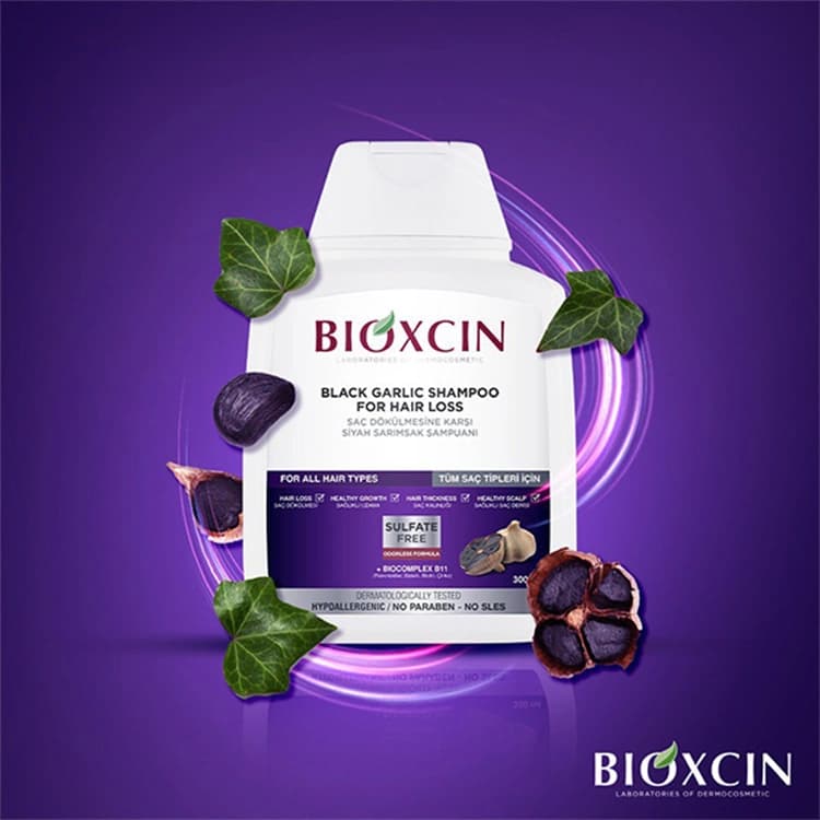 شامپو Bioxcin مدل Black Garlic حجم 300 میلی لیتر — تصویر ۵