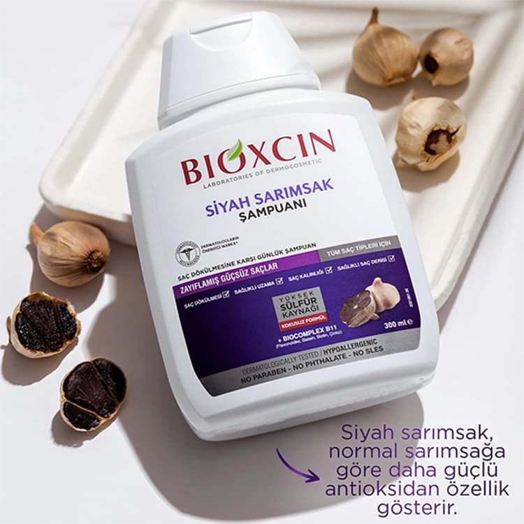 شامپو Bioxcin مدل Black Garlic حجم 300 میلی لیتر — تصویر ۴