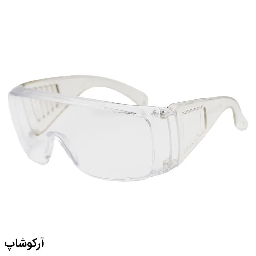عینک کار و ایمنی با فریم و دسته بی‌رنگ و شفاف و لنز بی‌رنگ و شفاف مدل 309