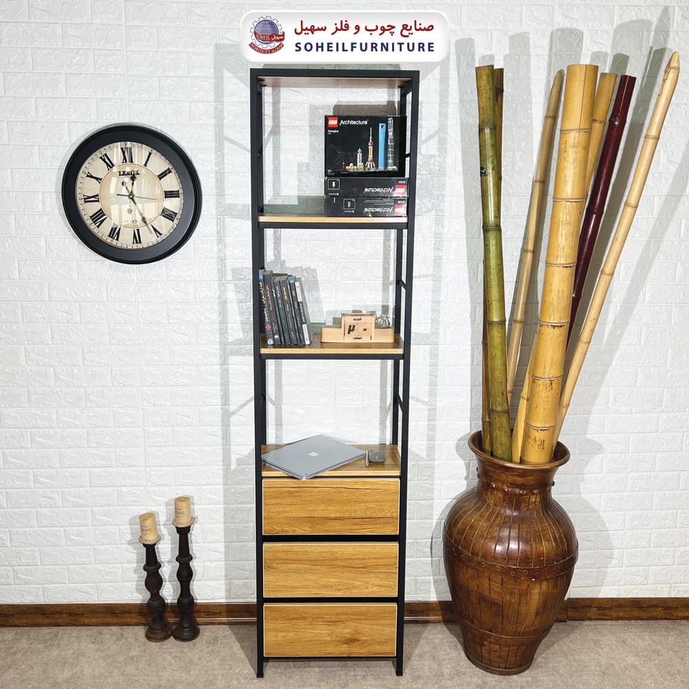 استند کتابخانه MDF و فلز سهیل مدل 406 — تصویر ۲